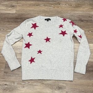 Banana Republic Soft Grey Sweater with Pink Stars